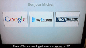 Connected Couch TV welcome screen